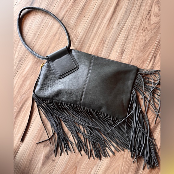 HOBO Gray Leather Stevie Fringe Clutch - Picture 9 of 13